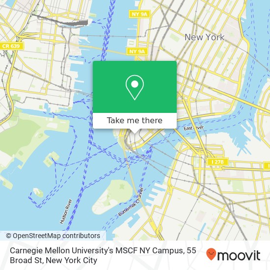 Mapa de Carnegie Mellon University's MSCF NY Campus, 55 Broad St