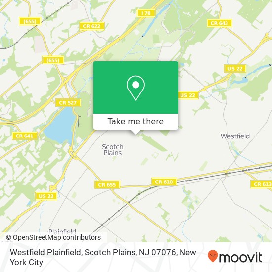 Mapa de Westfield Plainfield, Scotch Plains, NJ 07076