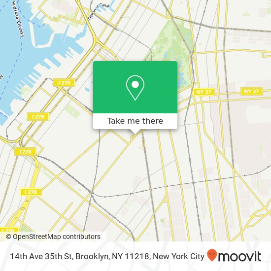 Mapa de 14th Ave 35th St, Brooklyn, NY 11218