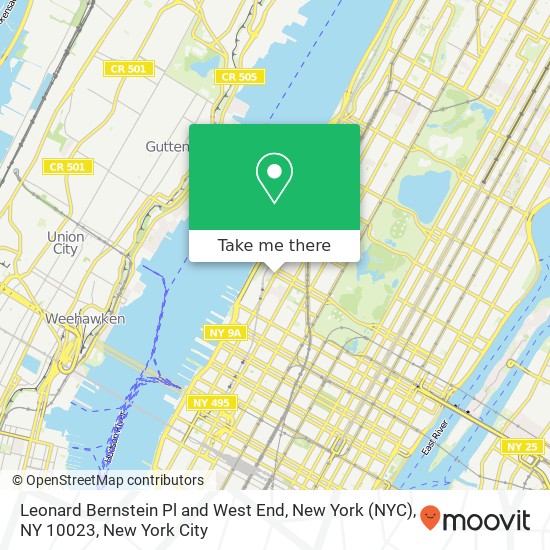 Leonard Bernstein Pl and West End, New York (NYC), NY 10023 map