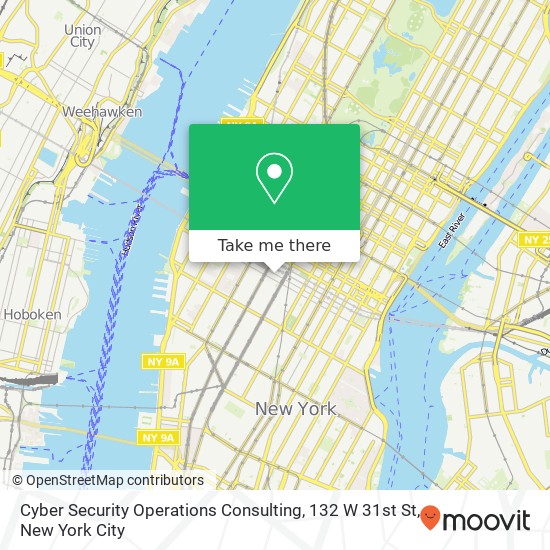 Mapa de Cyber Security Operations Consulting, 132 W 31st St