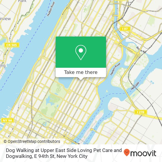 Dog Walking at Upper East Side Loving Pet Care and Dogwalking, E 94th St map