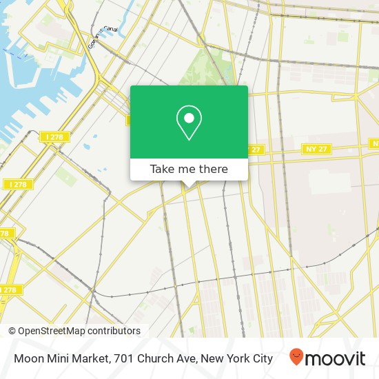 Mapa de Moon Mini Market, 701 Church Ave