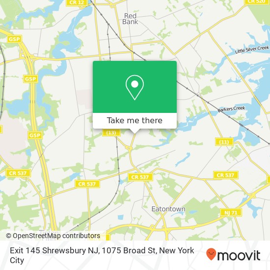 Mapa de Exit 145 Shrewsbury NJ, 1075 Broad St