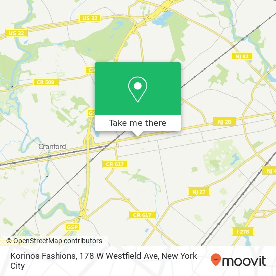 Mapa de Korinos Fashions, 178 W Westfield Ave