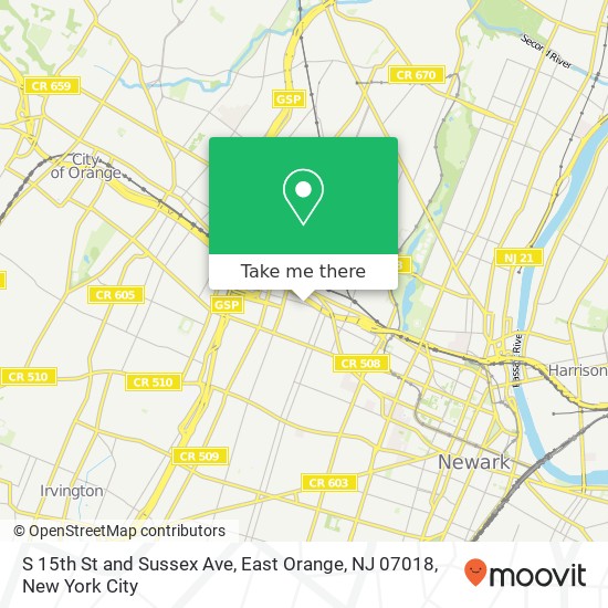 Mapa de S 15th St and Sussex Ave, East Orange, NJ 07018