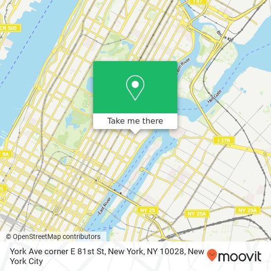 York Ave corner E 81st St, New York, NY 10028 map