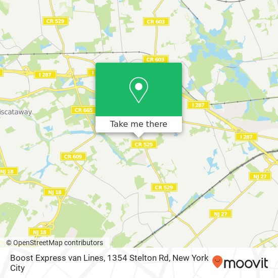 Mapa de Boost Express van Lines, 1354 Stelton Rd