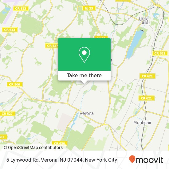Mapa de 5 Lynwood Rd, Verona, NJ 07044