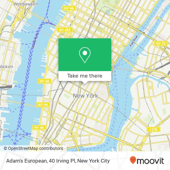 Adam's European, 40 Irving Pl map