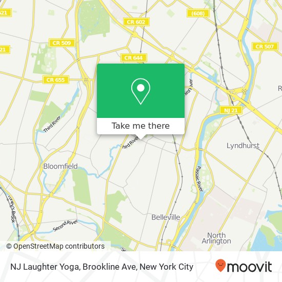 Mapa de NJ Laughter Yoga, Brookline Ave