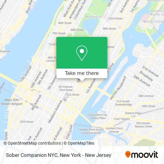 Mapa de Sober Companion NYC