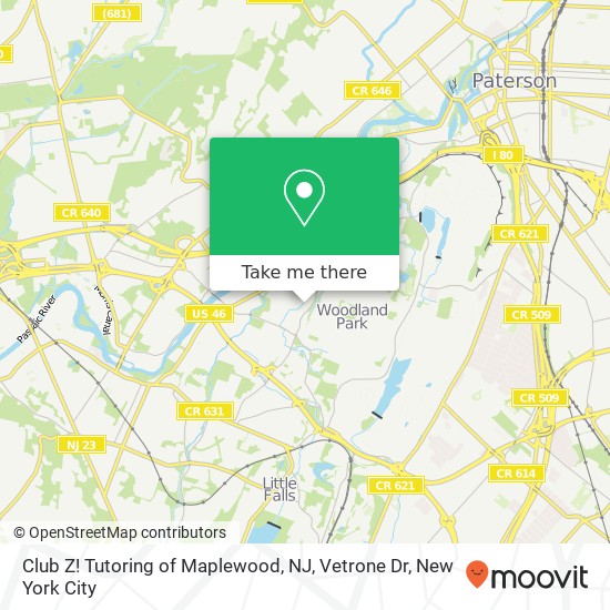 Club Z! Tutoring of Maplewood, NJ, Vetrone Dr map