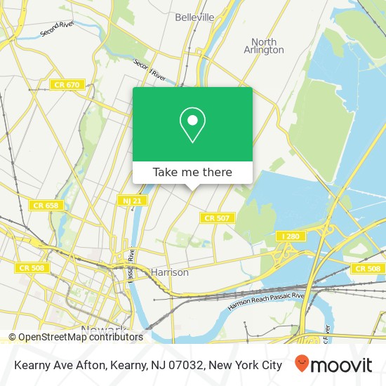 Kearny Ave Afton, Kearny, NJ 07032 map