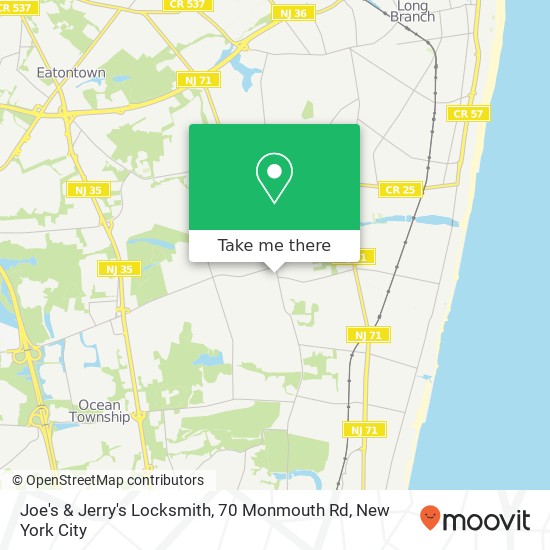 Mapa de Joe's & Jerry's Locksmith, 70 Monmouth Rd