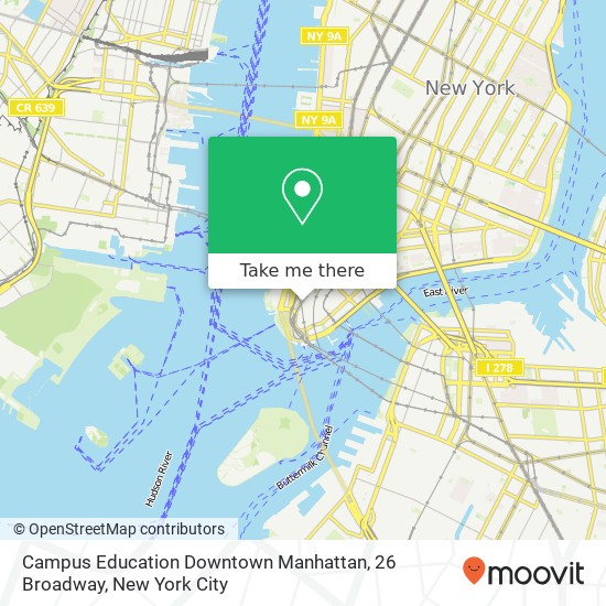 Mapa de Campus Education Downtown Manhattan, 26 Broadway