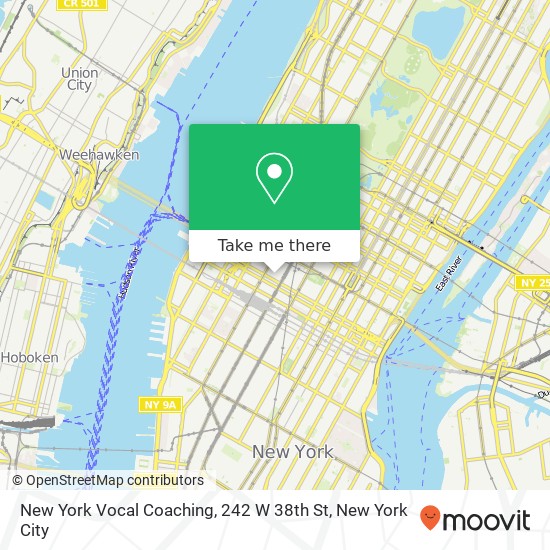 Mapa de New York Vocal Coaching, 242 W 38th St