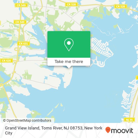 Mapa de Grand View Island, Toms River, NJ 08753
