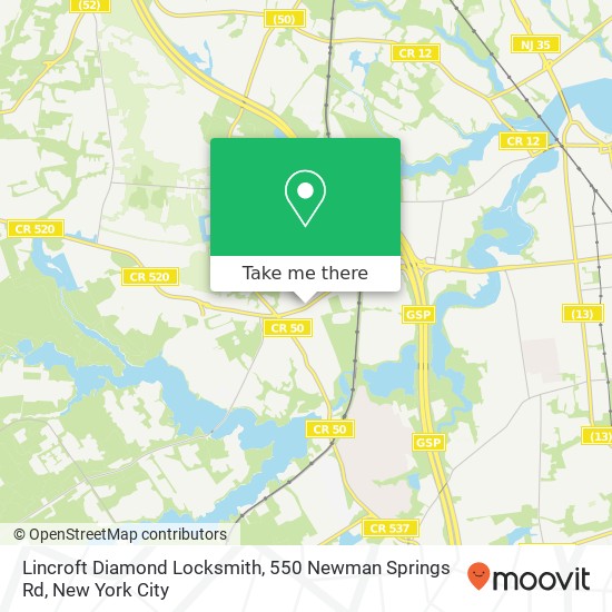 Mapa de Lincroft Diamond Locksmith, 550 Newman Springs Rd