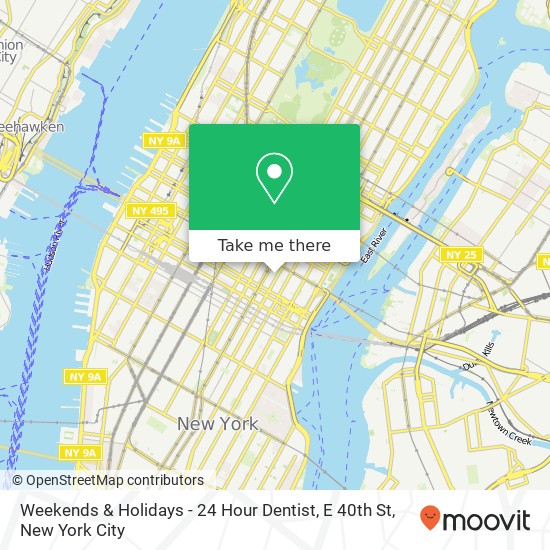 Mapa de Weekends & Holidays - 24 Hour Dentist, E 40th St