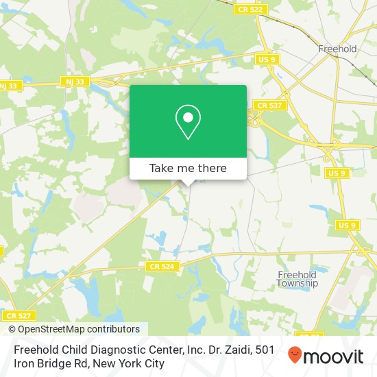 Freehold Child Diagnostic Center, Inc. Dr. Zaidi, 501 Iron Bridge Rd map