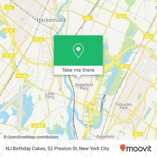 NJ Birthday Cakes, 52 Preston St map