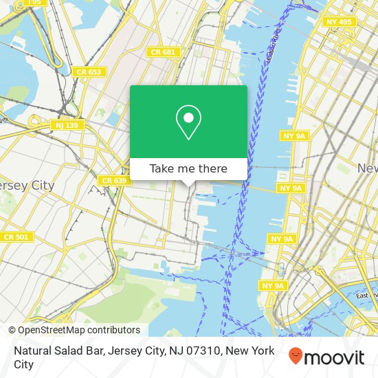 Mapa de Natural Salad Bar, Jersey City, NJ 07310