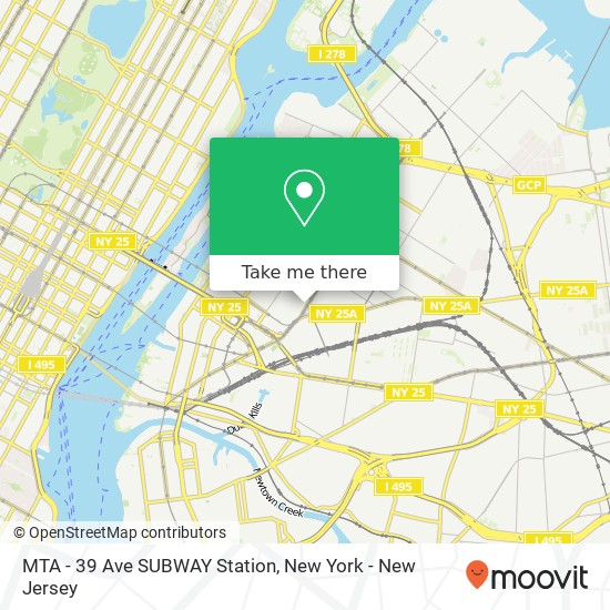Mapa de MTA - 39 Ave SUBWAY Station