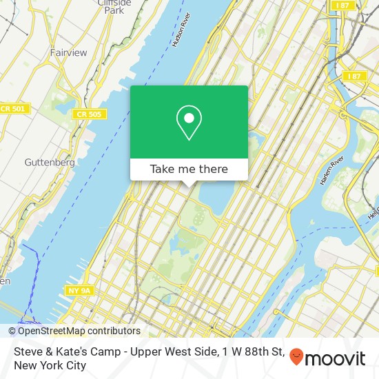 Steve & Kate's Camp - Upper West Side, 1 W 88th St map