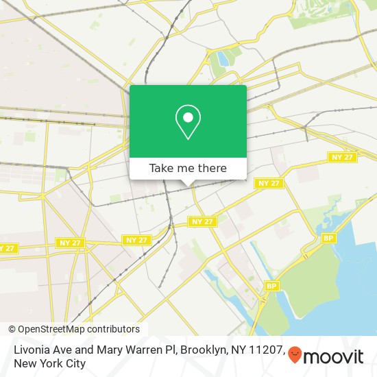 Mapa de Livonia Ave and Mary Warren Pl, Brooklyn, NY 11207