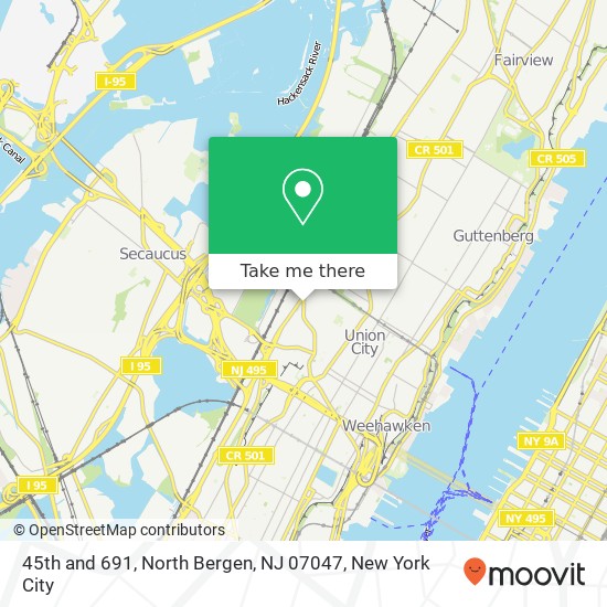 Mapa de 45th and 691, North Bergen, NJ 07047