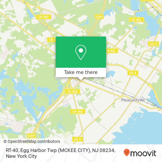Mapa de RT-40, Egg Harbor Twp (MCKEE CITY), NJ 08234