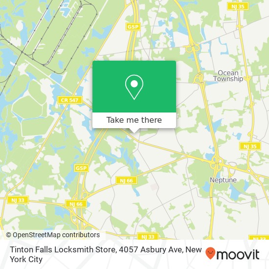 Mapa de Tinton Falls Locksmith Store, 4057 Asbury Ave