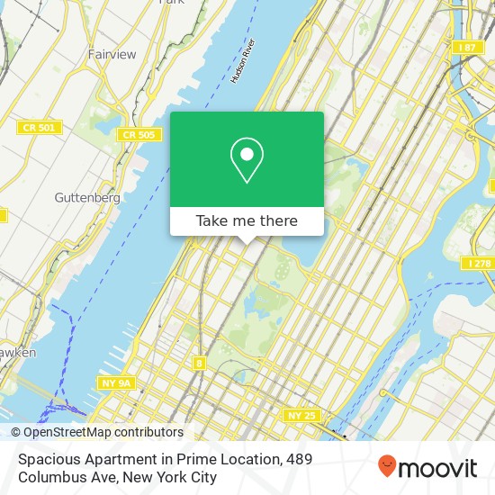 Mapa de Spacious Apartment in Prime Location, 489 Columbus Ave