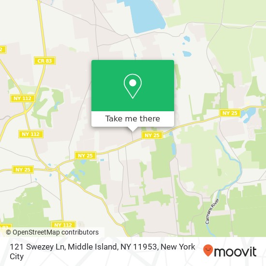 Mapa de 121 Swezey Ln, Middle Island, NY 11953