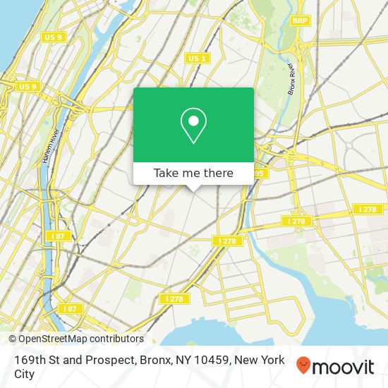 Mapa de 169th St and Prospect, Bronx, NY 10459