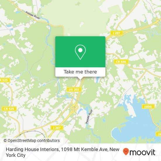 Mapa de Harding House Interiors, 1098 Mt Kemble Ave
