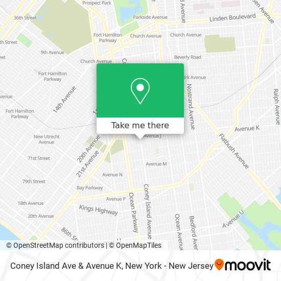 Coney Island Ave & Avenue K map