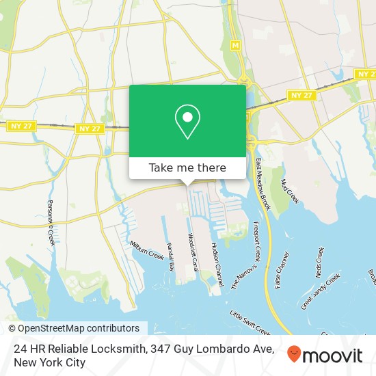 Mapa de 24 HR Reliable Locksmith, 347 Guy Lombardo Ave