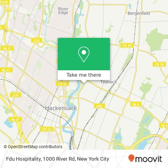 Fdu Hospitality, 1000 River Rd map