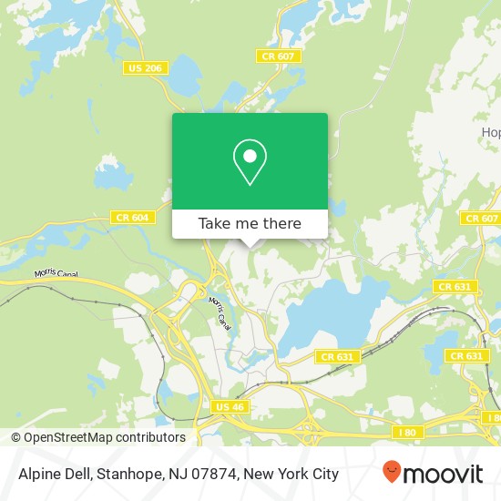 Mapa de Alpine Dell, Stanhope, NJ 07874