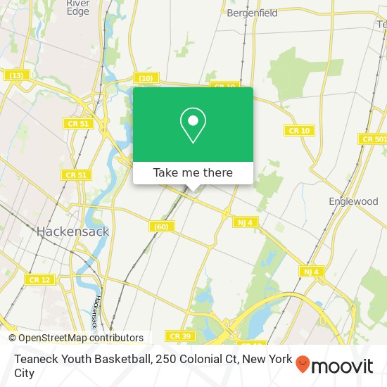 Teaneck Youth Basketball, 250 Colonial Ct map