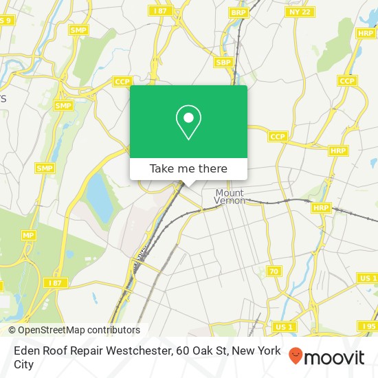 Eden Roof Repair Westchester, 60 Oak St map