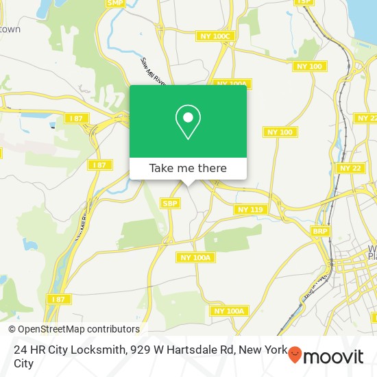 Mapa de 24 HR City Locksmith, 929 W Hartsdale Rd
