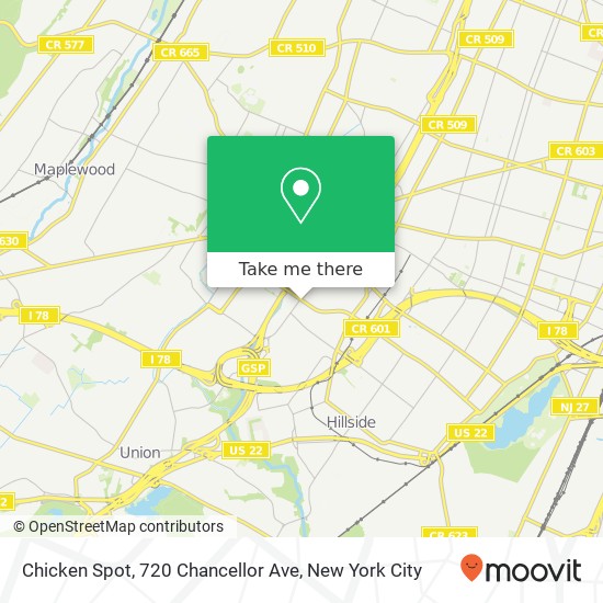 Mapa de Chicken Spot, 720 Chancellor Ave