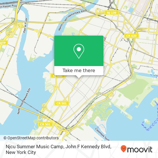 Mapa de Njcu Summer Music Camp, John F Kennedy Blvd