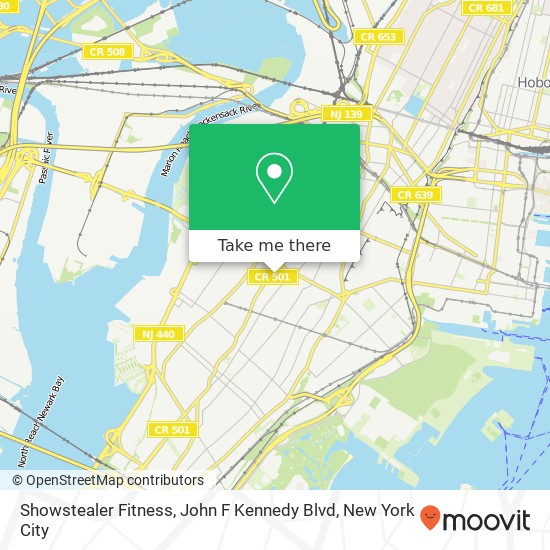 Mapa de Showstealer Fitness, John F Kennedy Blvd