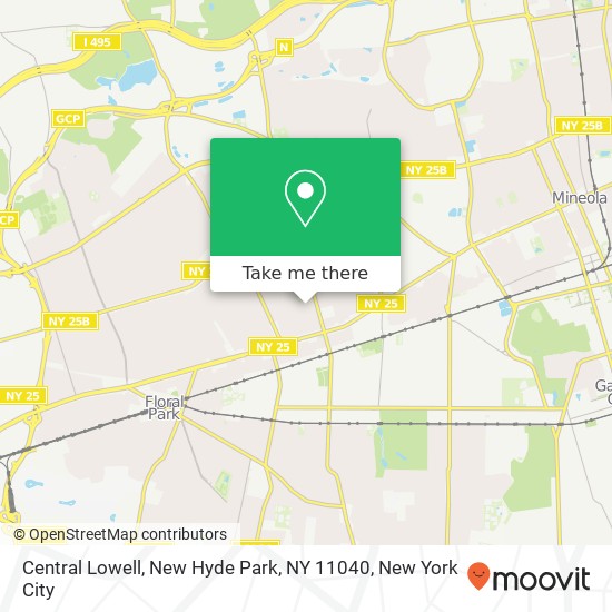 Mapa de Central Lowell, New Hyde Park, NY 11040