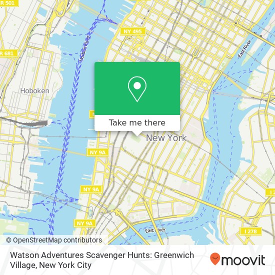 Mapa de Watson Adventures Scavenger Hunts: Greenwich Village