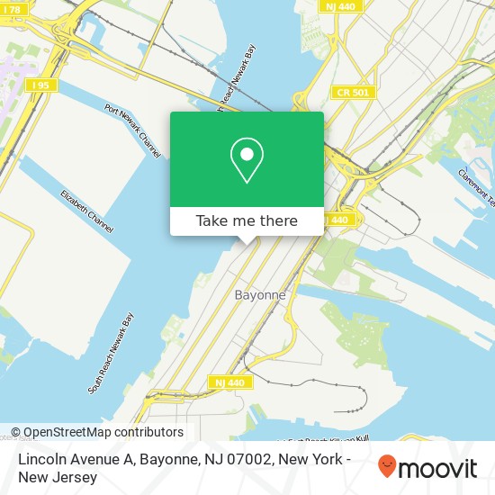 Mapa de Lincoln Avenue A, Bayonne, NJ 07002